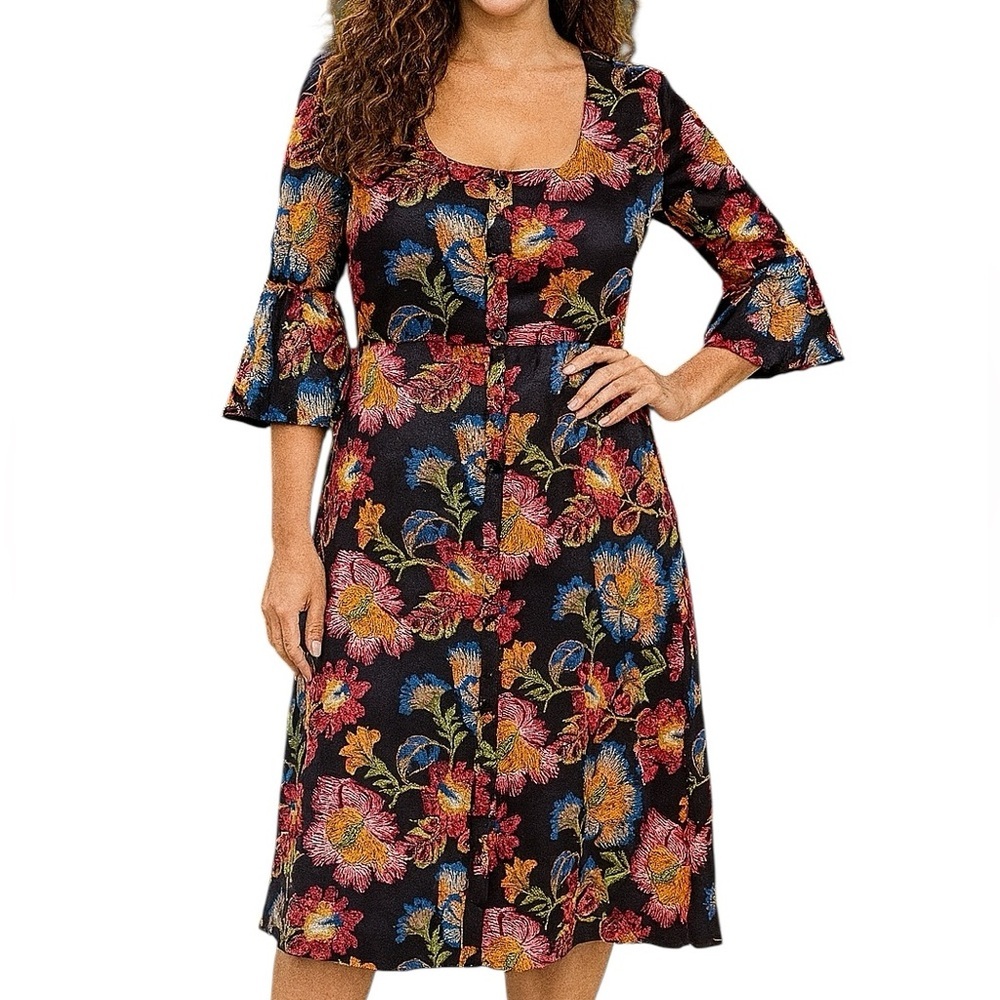 Johnny Was SIDONIA BUTTON FRONT DRESS NWT